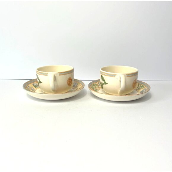 Vintage Wedgwood Home Garden Maze Set Of 2 Cups & Saucers Floral Design - Picture 5 of 9